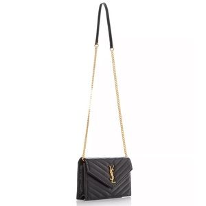 YSL Envelope Quilted Leather Chain Wallet
